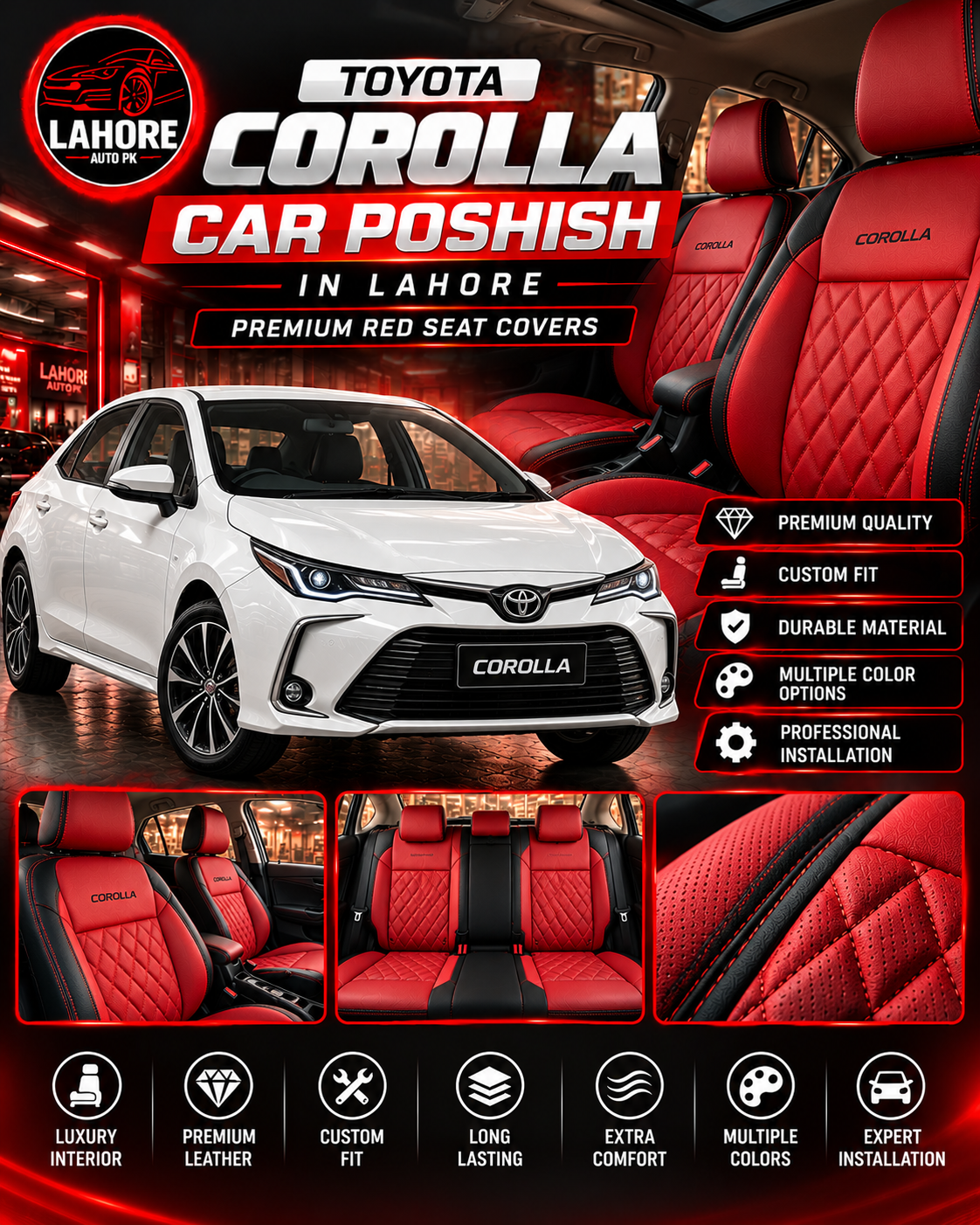 Toyota Corolla Grande Car Poshish in Lahore – Luxury Interior Upgrade